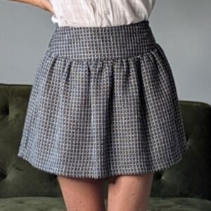 Checkered Plaid Full Skirt Pleated Prep Preppy Mini  Fall Winter Office Size Xs